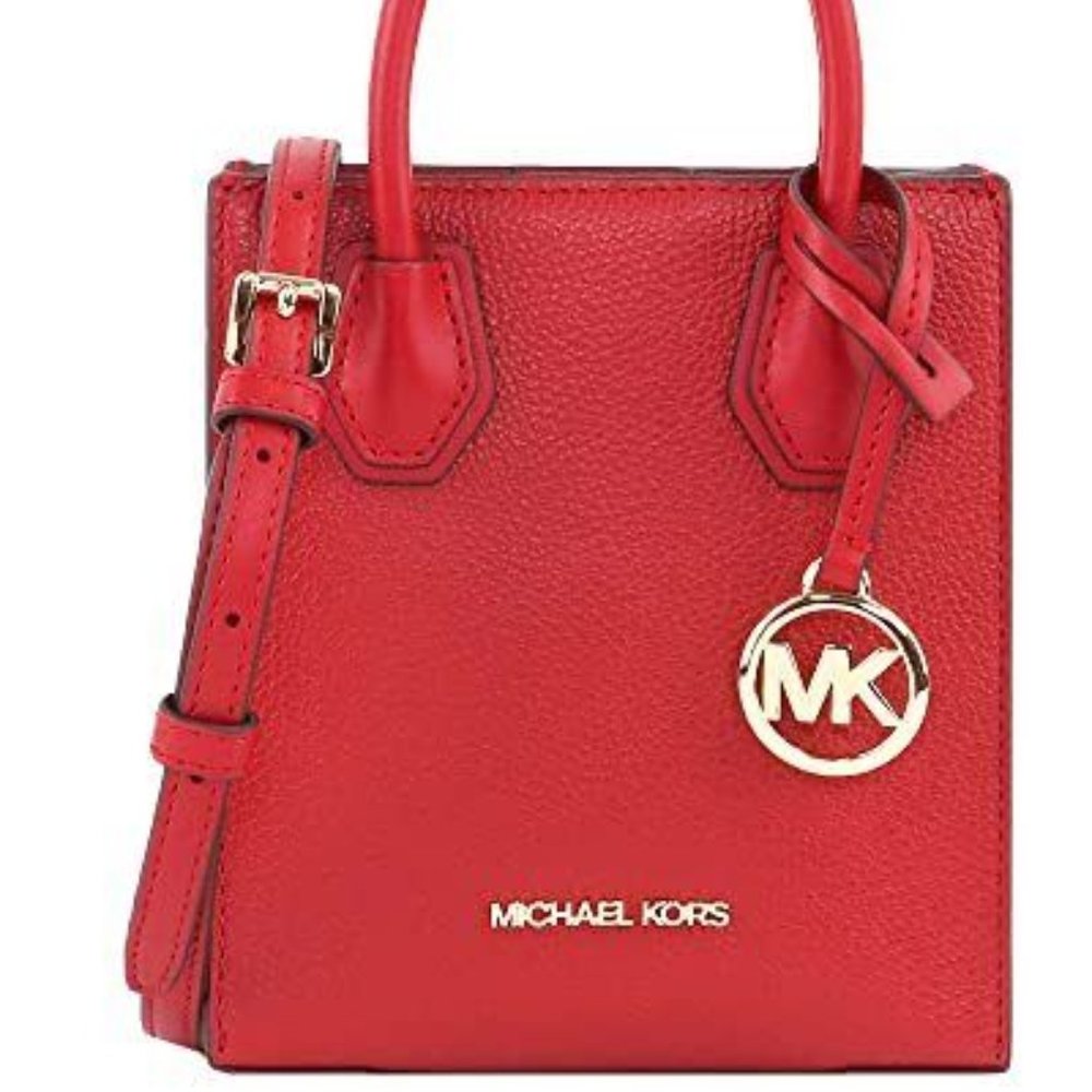 NWT Michael Kors MERCER XS NS SHOPPER XBODY LEATHER 35S1GM9T0L/35T1GM9C0I CHILI